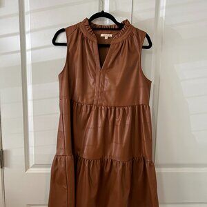 Skies Are Blue Vegan Leather Tiered Dress